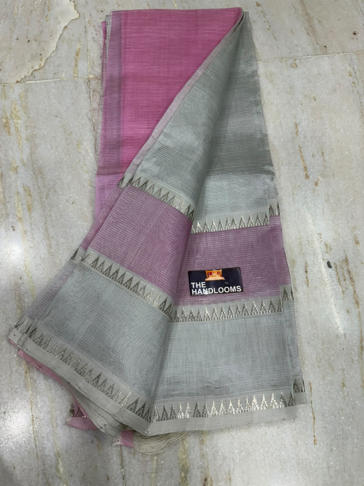 Mangalagiri Pure Handloom Pattu Cotton Saree With Silver Zari Dual Border